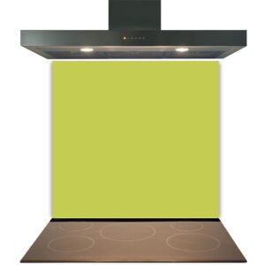 Modern kitchen range hood above an induction cooktop with a Grey Kitchen Glass Splashback Toughened & Heat Resistant.