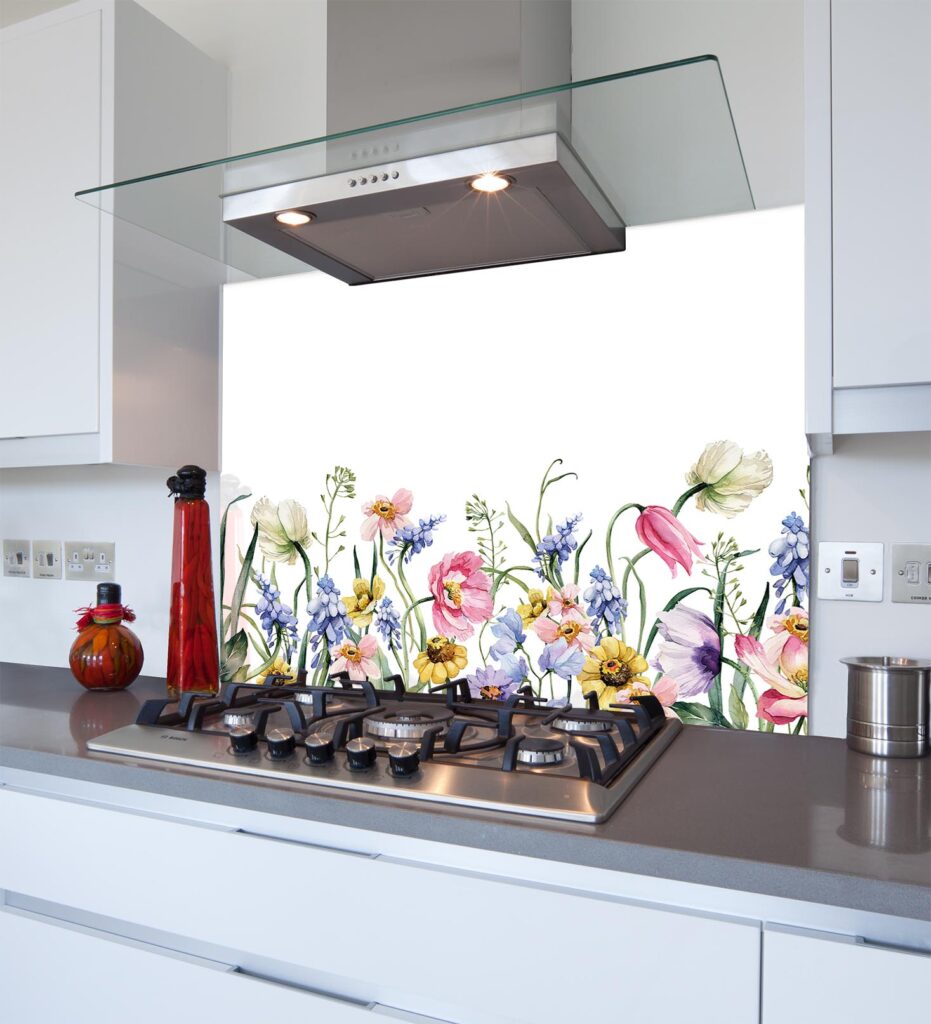 Floral Printed Glass Splashback